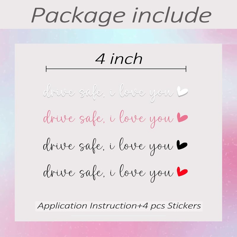 CIKTCOKO 4xDrive Safe,I Love You Rearview Mirror Decal,Cute Car Decal For Women,Rear View Mirror Sticker,Car Mirror Sticker Decal,Car Window Decal,Car Accessory Interior,Car Decor Accessories For Women - Image 3